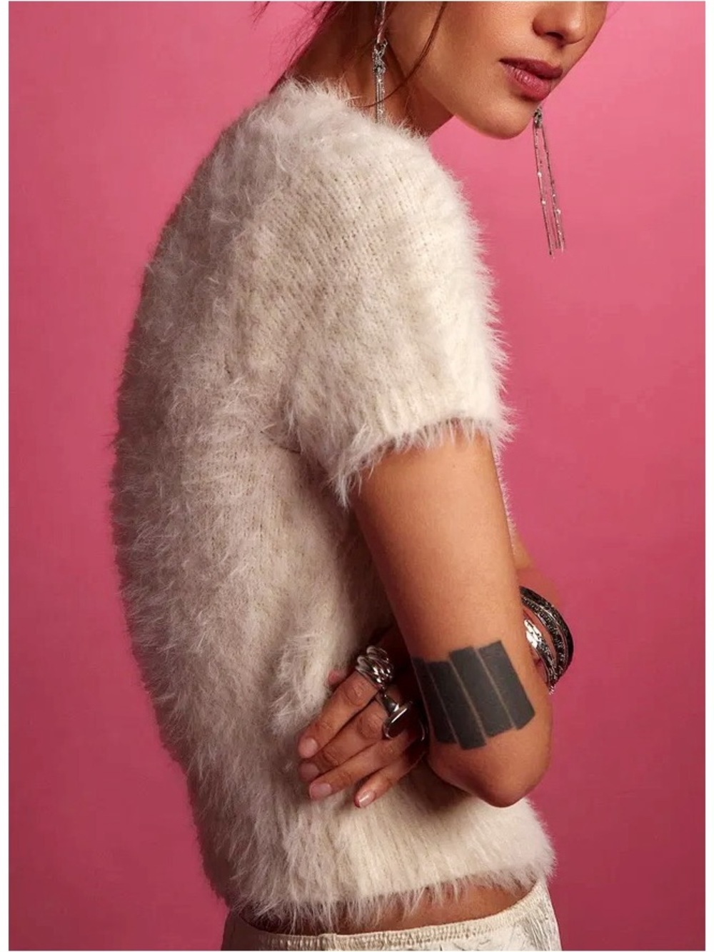 Free People - Fuzzy White Sweater Tee